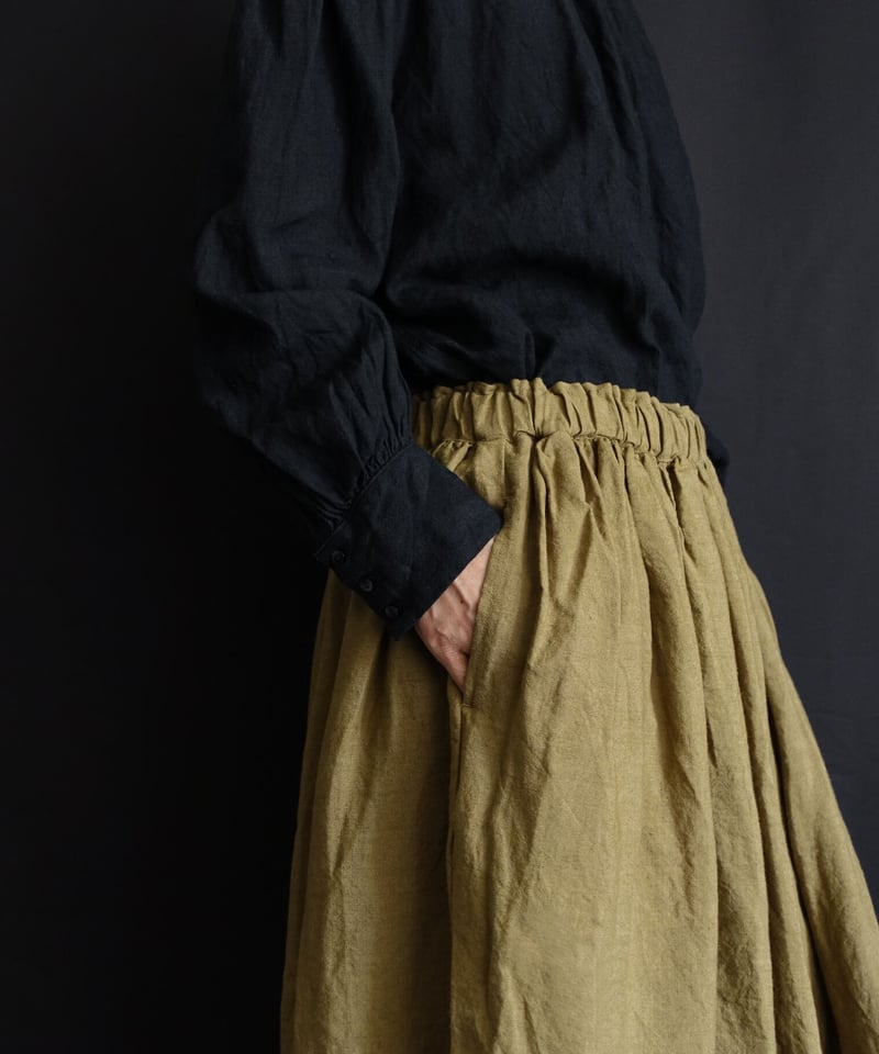 完売！現行品Antiquités noirLinen Gather Skirt LIMITED COLLECTION 】Antiquités noir 800406 L