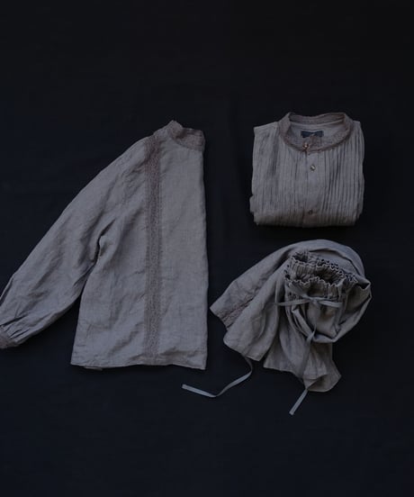 【 LIMITED COLLECTION 】Antiquités noir  800401  Linen Lace Blouse / 2 COLORS