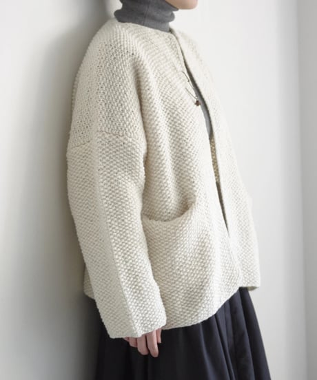 【ONLINE LIMITED】i c h i  240162 PERU Hand KANOKO Knit Cardigan / A : NATURAL
