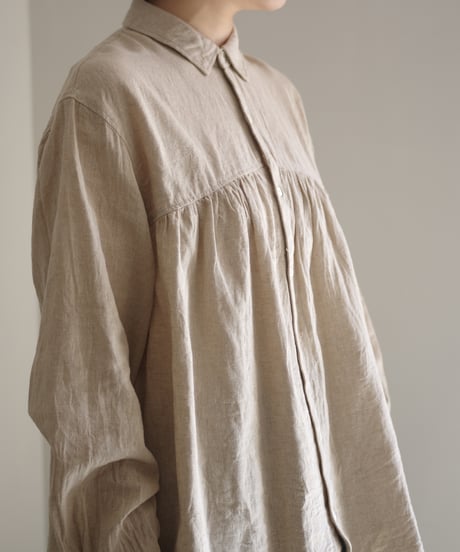 ichiAntiquités 1000901 Linen Cotton Yoke Gather Blouse / 3 COLORS