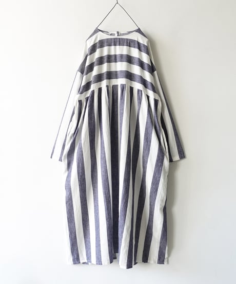 i c h i 251035 Cotton Linen Border Dress / 2 COLORS