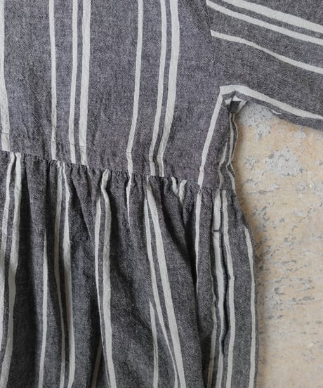 ichiAntiquités 1100616 V neck Stripe Dress / 2 COLORS