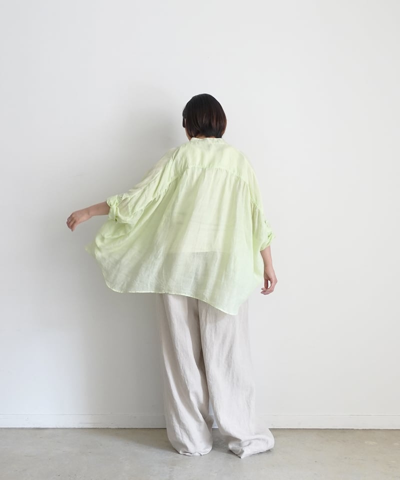 新品タグ付き yori コットンリネンシャツ 38 ネイビー NOTO QUALITY リラックスロングシャツ＜ネイビー＞(XS ネイビー