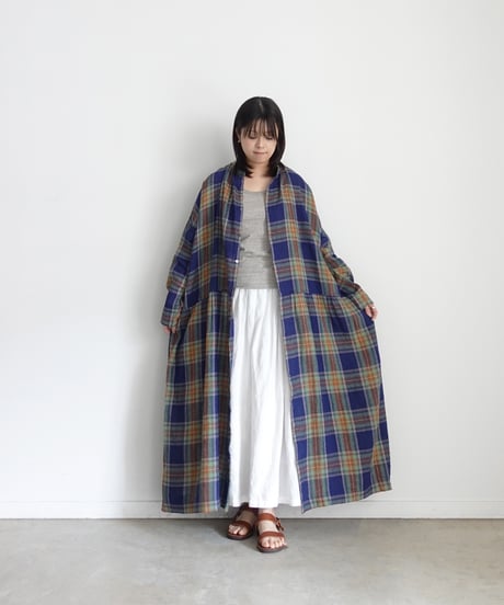 ichiAntiquités 1100902 Linen Cotton Tartan Check Shirt Dress / 3 COLORS