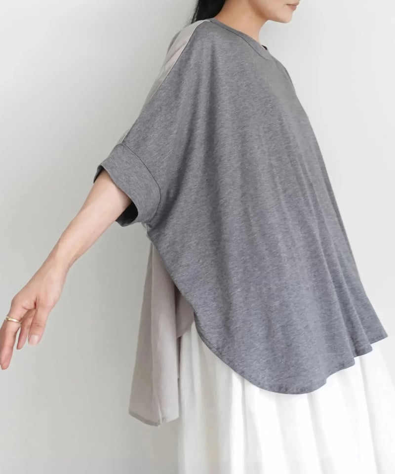 ブルレア　Bluelea  Hem tulle docking pullover 2/21(FRI)21:00ーHem tulle docking long pullover 【即納