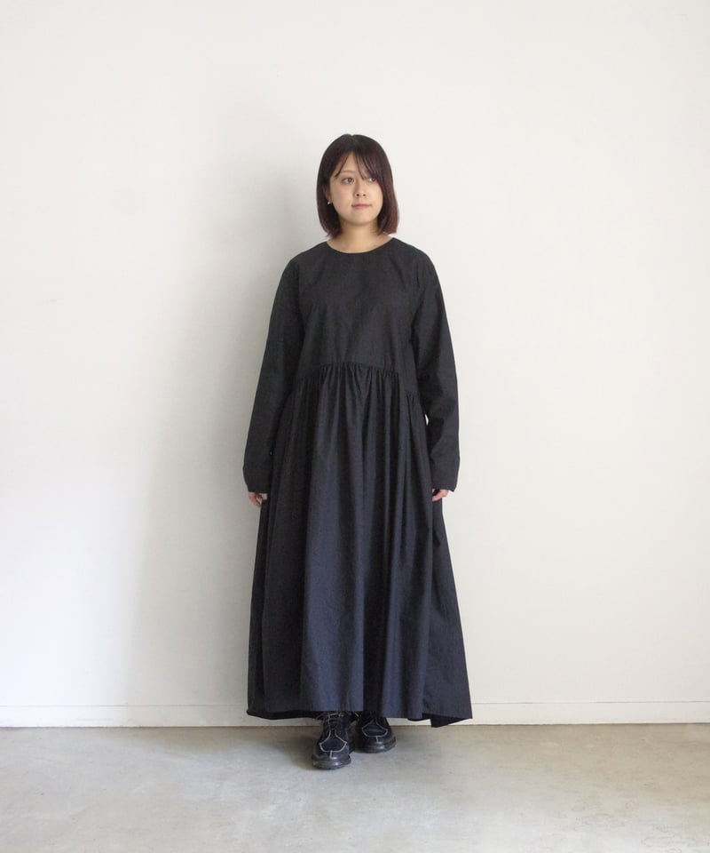 イチアンティークス タイプライター ワンピース ブラック1100316 ichiAntiquités 1100316 Cotton Typewriter Gather