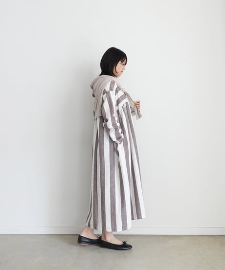 i c h i 251035 Cotton Linen Border Dress / 2 COLORS