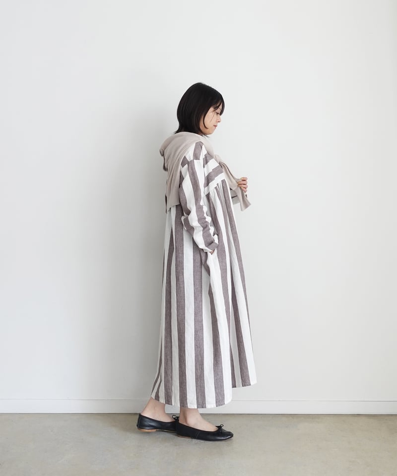 i c h i 251035 Cotton Linen Border Dress / 2 CO
