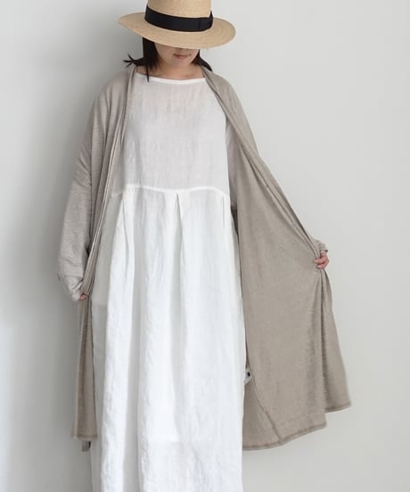 【 LIMITED COLLECTION 】Antiquités noir  801209 Linen Long Robe Cardigan / A : NATURAL