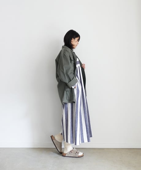 i c h i 251035 Cotton Linen Border Dress / 2 COLORS