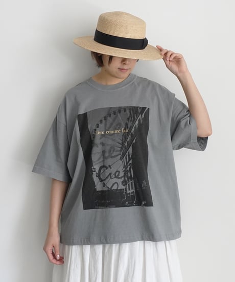 i c h i  250149  "Libre Comme l'Air" Ferris Wheel Pigment Over T Shirt / 2 COLORS