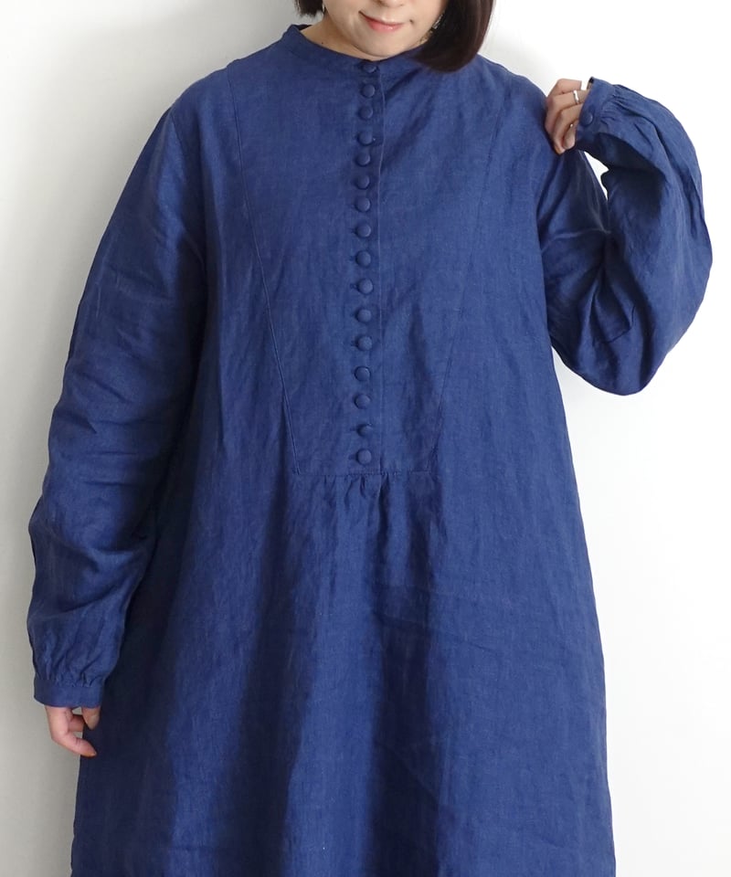 ichi Antiquites❣️【新品】最新 インディゴリネンワンピース 凛とした大人の装い【 ICHI Antiquites 】深いインディゴカラーの