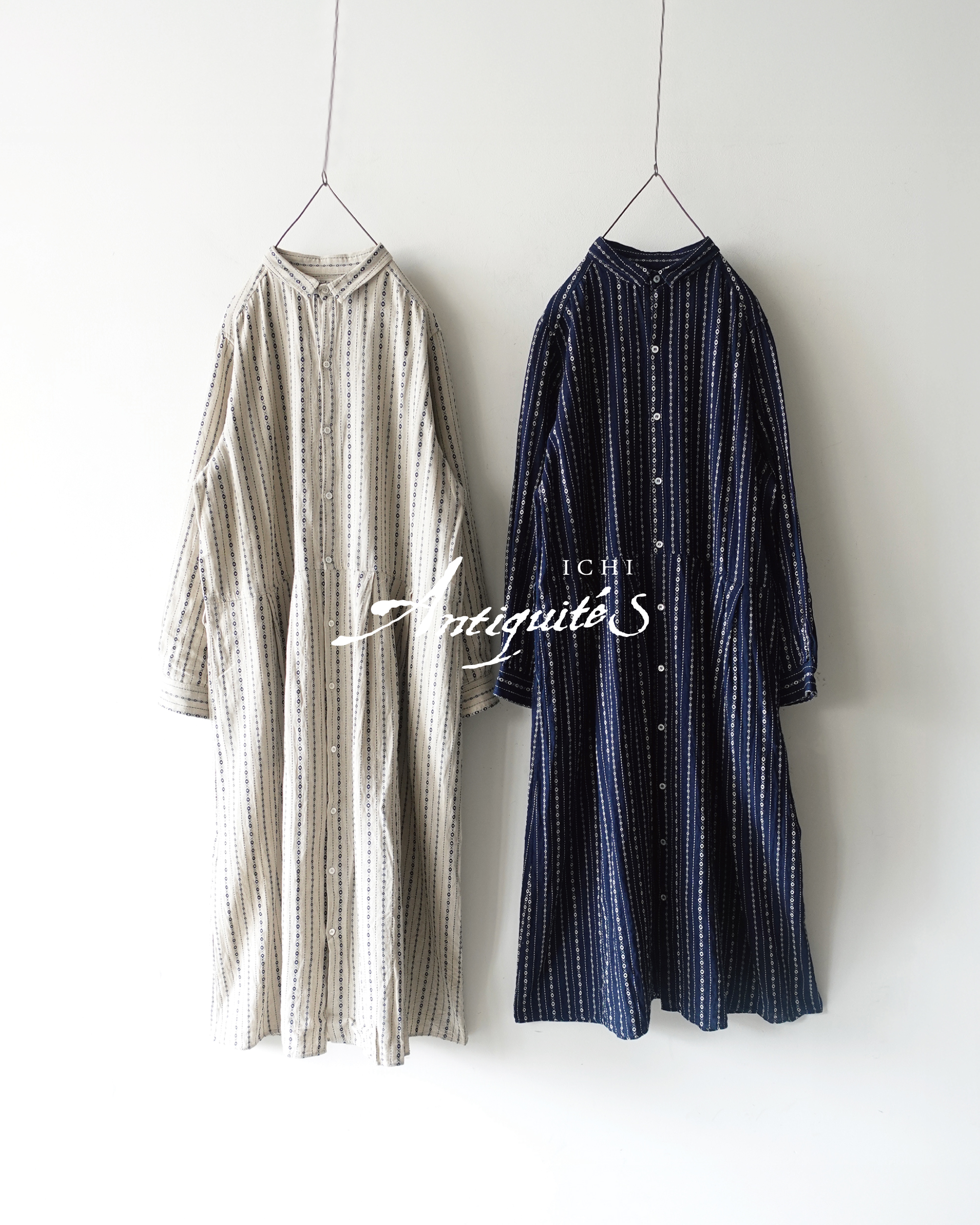 ichiAntiquités 1000910 INDIGO Dobby Stripe Shi