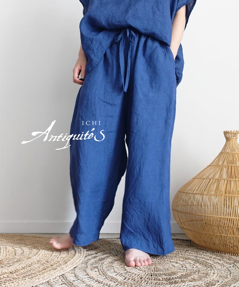 新品　ichi コットンリネン　リラックスパンツ　ブラック 楽天市場】ICHI Antiquite's ツイル織リネンパンツ ブラック 黒