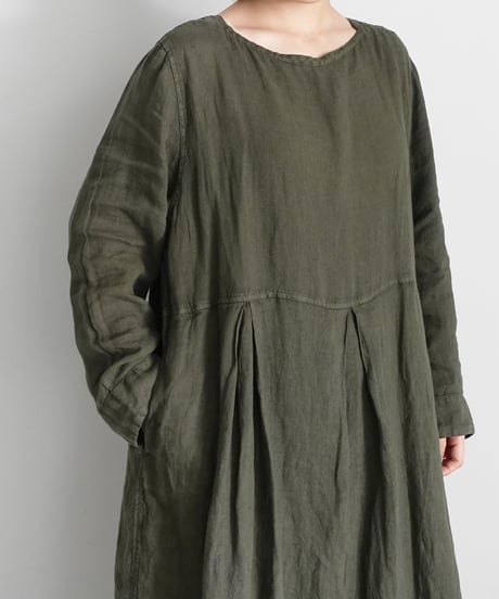 【 LIMITED COLLECTION 】Antiquités noir 800413  Vintage Dye French Linen Dress / 3 COLORS