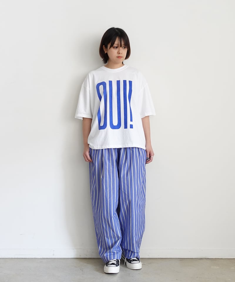 Ichiさん）usaat うさとの服 青とベージュのストライプ カジュアルパンツ Ichiさん）usaat うさとの服 青とベージュのストライプ