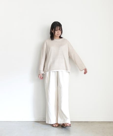 ichiAntiquités 1100960 Cotton Linen Wholegarment Knit Pullover / 3 COLORS
