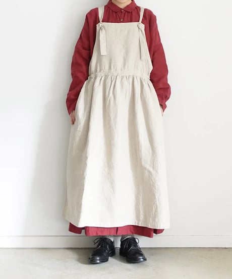 ichiAntiquités 1100302 Color Linen Shirt Dress / 2 COLORS