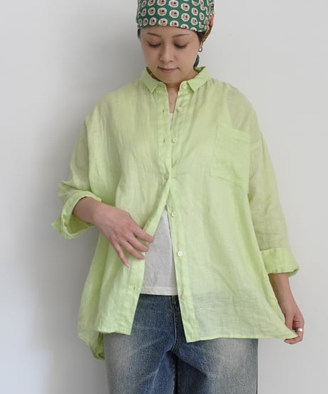 i c h i 251209 Relax Linen Shirt / 5 COLORS : ORANGE・GREEN