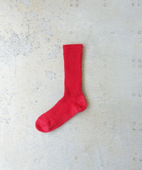 LOITER L019 Linen Color Rib Socks / 3 COLORS : WHITE・YELLOW・RED