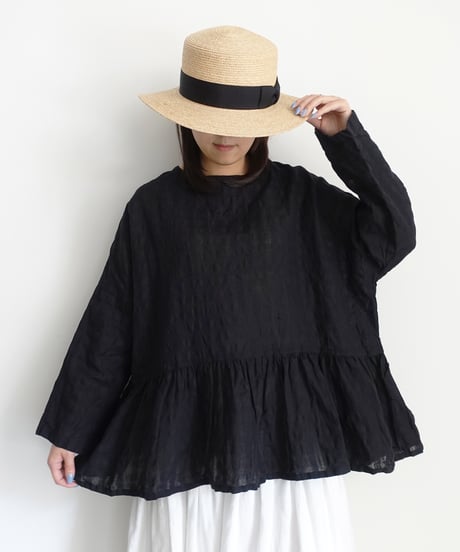 ichiAntiquités 1101107 Linen Cotton Gingham Check Pullover / 3 COLORS