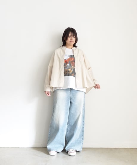 i c h i  250704 Band Collar Cotton Shirt / 2 COLORS
