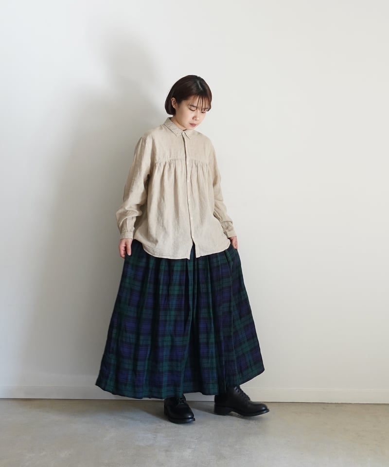 ichiAntiquités 1000901 Linen Cotton Yoke Gather