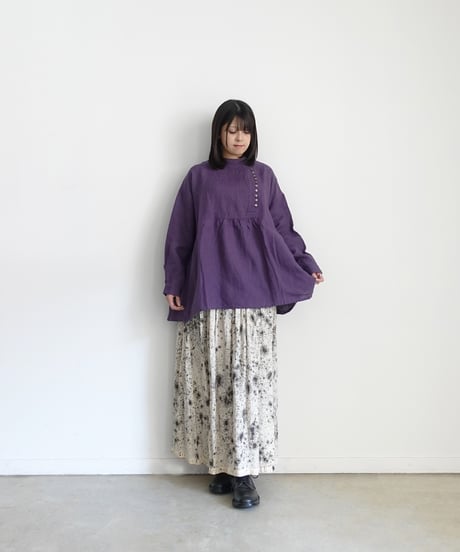 ichiAntiquités 1100910 Linen Broad Band Collar Shirt / 3 COLORS