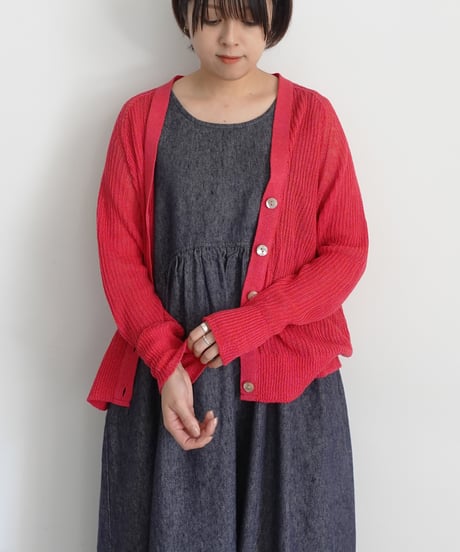 ichiAntiquités 1000924 Linen Cotton DENIM Sleeveless Dress / 2 COLORS