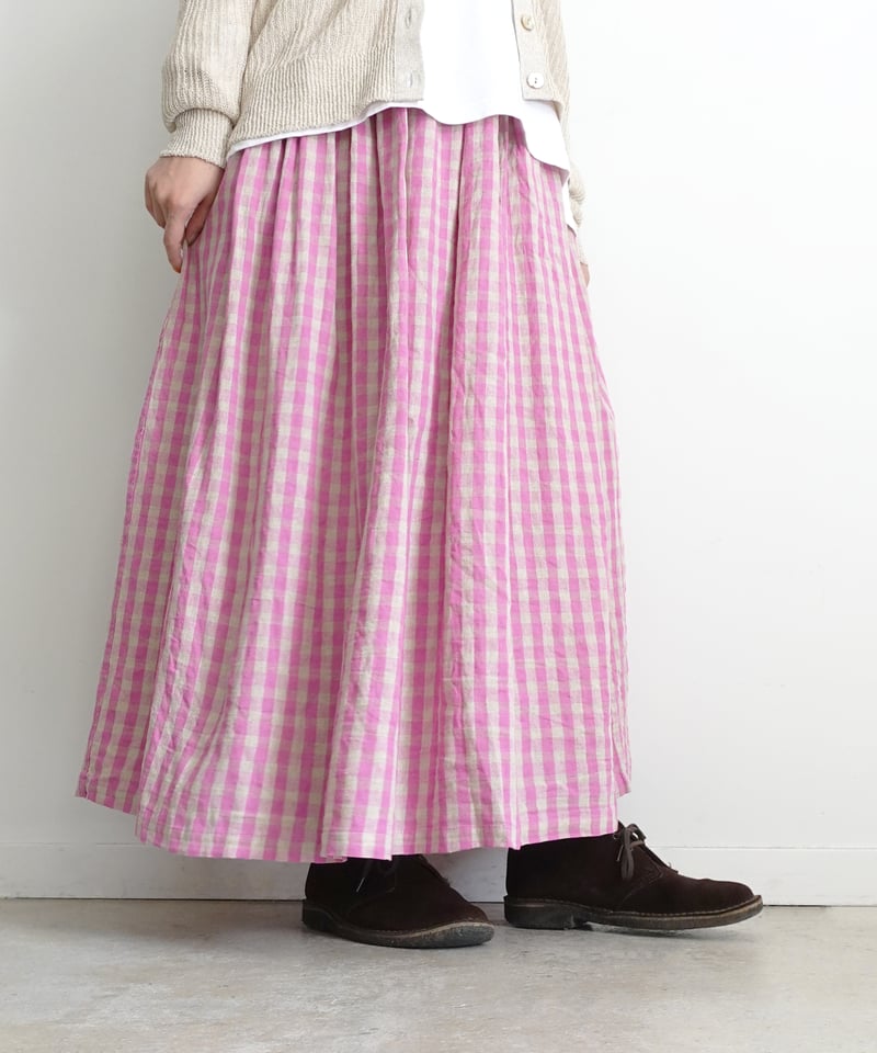 今季新品未使用イチアンティークス リネンコットンチェックスカート ICHI Antiquites (イチアンティークス) リネンウール タータンチェック