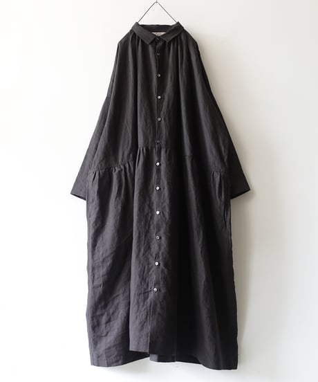 ichiAntiquités 1100302 Color Linen Shirt Dress / 2 COLORS
