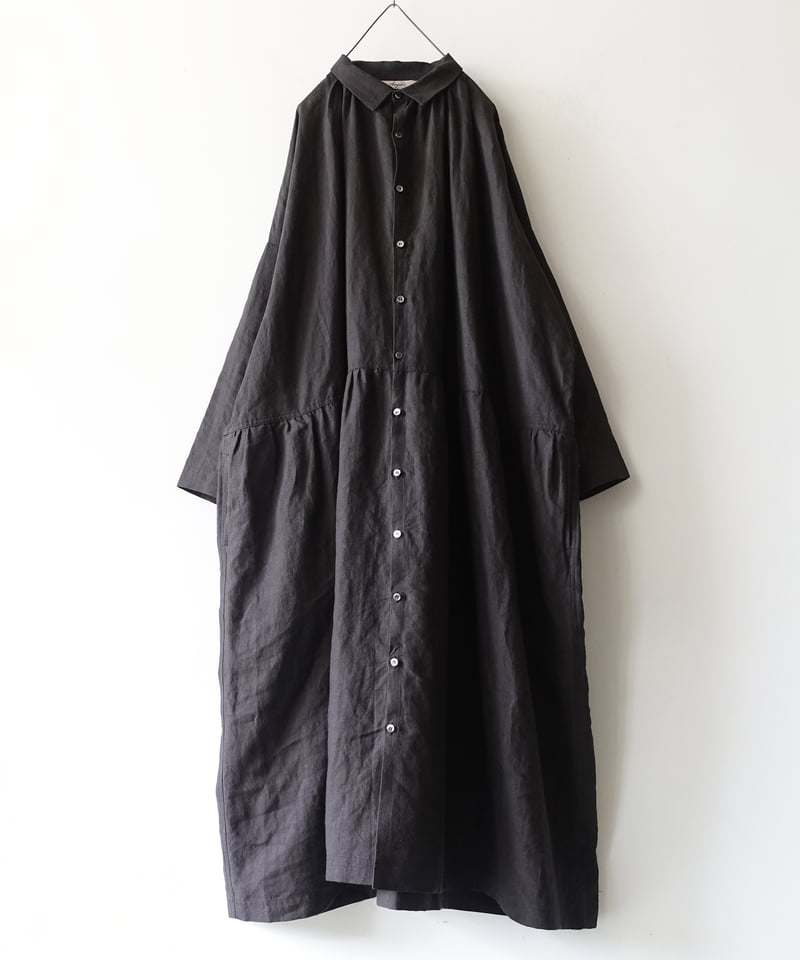ichiAntiquités 1100302 Color Linen Shirt Dress
