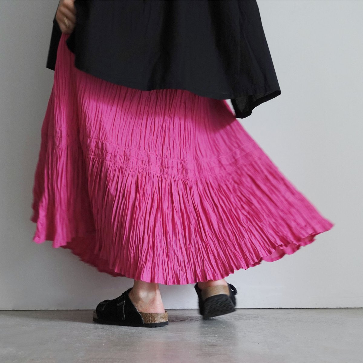 i c h i 221223 Cotton Voile Crinkle Skirt /