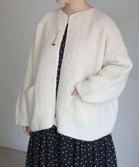 【ONLINE LIMITED】i c h i  240162 PERU Hand KANOKO Knit Cardigan / A : NATURAL
