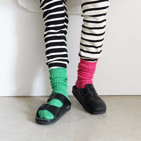 【ONLINE LIMITED COLOR】LOITER L019 Linen Color Rib Socks / BRIGHT GREEN