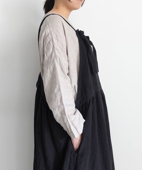 ichiAntiquités 1101109 Linen Cotton Gingham Check Dress / 2 COLORS