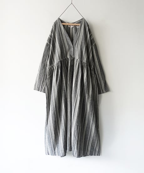 ichiAntiquités 1100616 V neck Stripe Dress / 2 COLORS