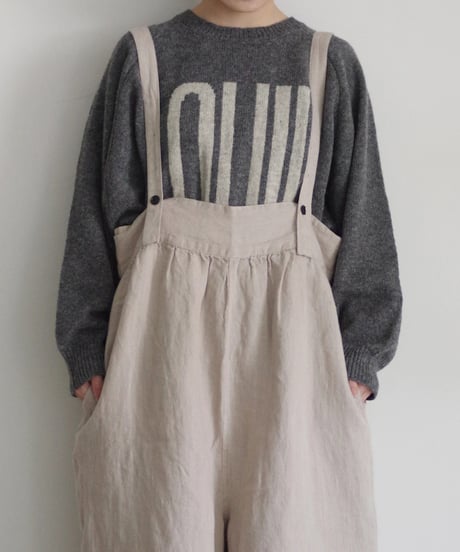 i c h i  250467・250468  Shetland Wool Knit Pullover / GRAY “OUI!”・ IVORY “NON!”