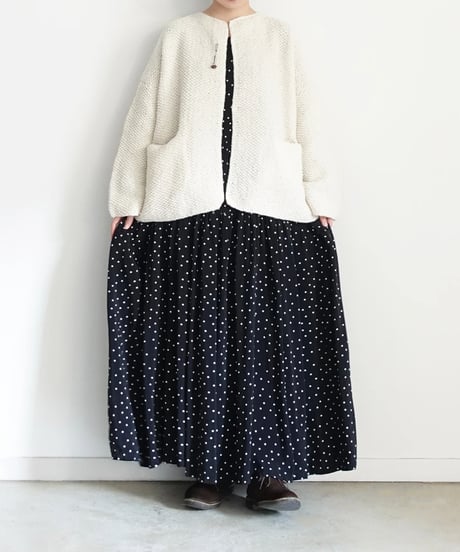 【ONLINE LIMITED】i c h i  240162 PERU Hand KANOKO Knit Cardigan / A : NATURAL
