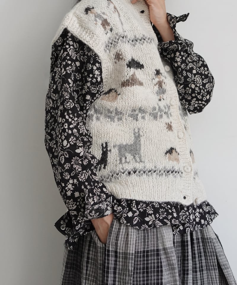 85✝ミルマボリビア Millma Bolivia 悲しく アルパカニットカーディガン 