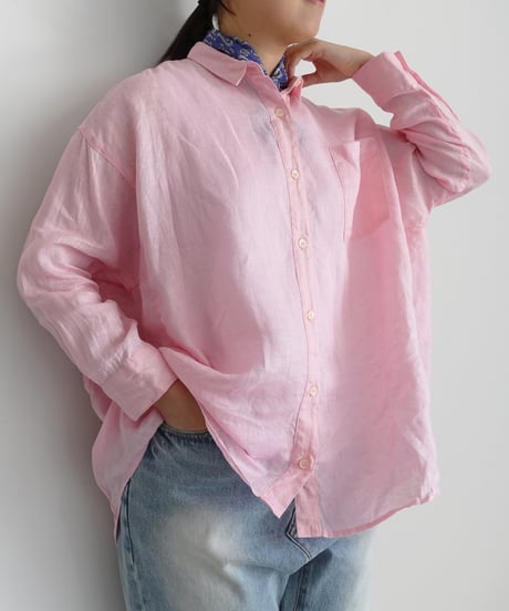i c h i 251209 Relax Linen Shirt / 5 COLORS : WHITE・YELLOW・PINK