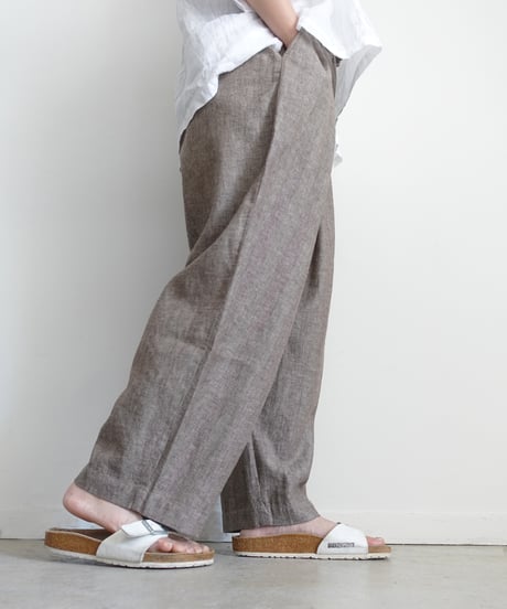 i c h i 251041 Linen Cotton Herringbone Relax Pants / 2 COLORS