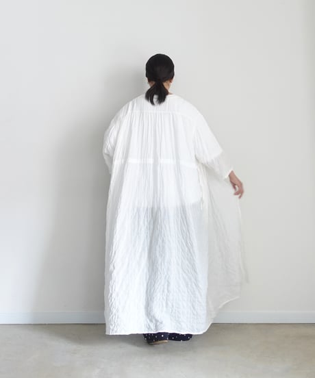 i c h i 251107 Shirring Cloth Long Cardigan / A : WHITE