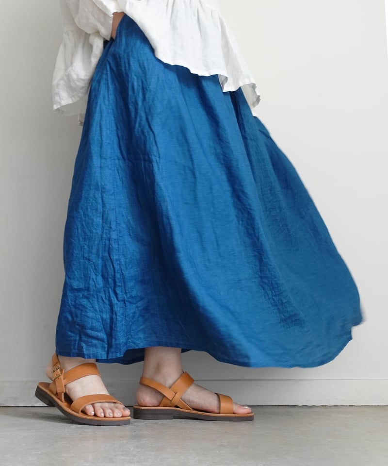 Indigo Sea オーガニックコットン ロングスカート　即完売色 ichiAntiquités 1100922 INDIGO Linen Skirt / 2 C