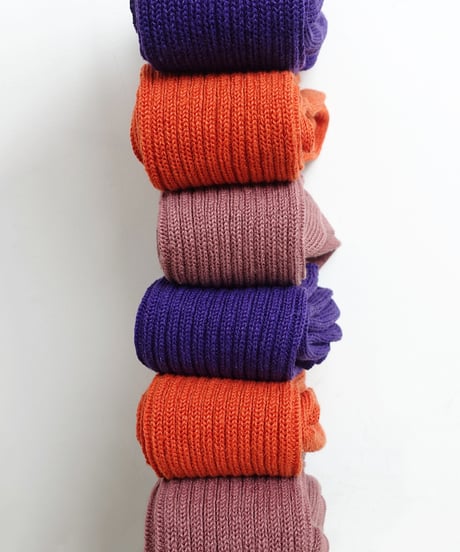LOITER L019 Linen Color Rib Socks / 3 COLORS : SMOKE PINK・ORANGE・PURPLE
