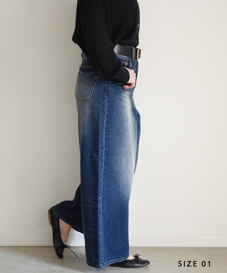 i c h i  230430  DENIM Wide Pants / B : DARK・2 size