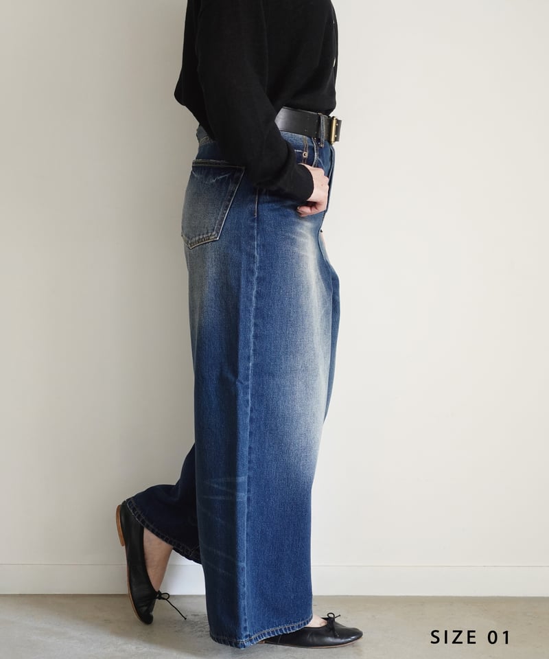 i c h i 230430 DENIM Wide Pants / B : DARK・2