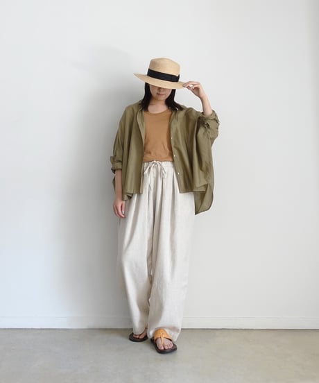 i c h i 251041 Linen Cotton Herringbone Relax Pants / 2 COLORS