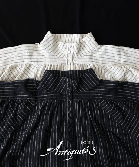 ichiAntiquités 1100609  Shirring Cotton Gather Blouse / 2 COLORS