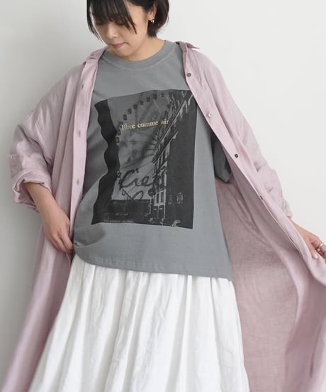 i c h i  250149  "Libre Comme l'Air" Ferris Wheel Pigment Over T Shirt / 2 COLORS